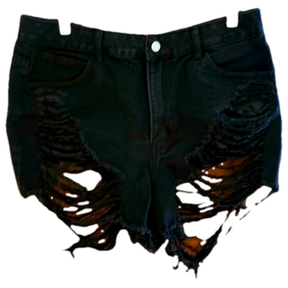 NWT SHEIN Distressed Black Shorts - size 0XL - Picture 1 of 7